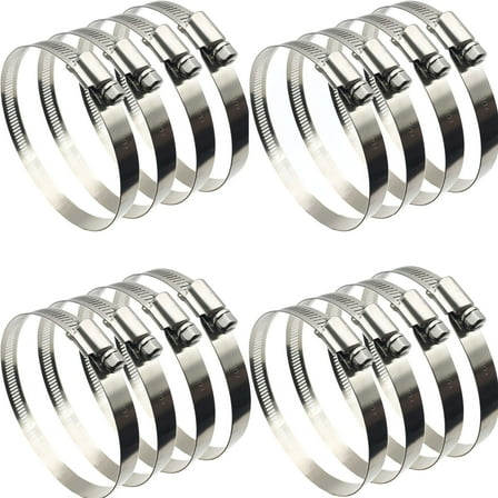 Durable Adjustable 304 Stainless Steel Hose Clamps 4 Inch Diameter Set of 16