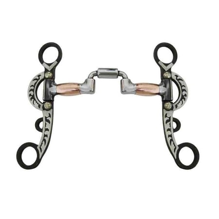 Low Port Show Bit - Argentine Low Port Show Horse Bit Copper with Roller Antique Brown Color Size 5