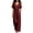 Wine, variant on Sunnin Women Wide Leg Long Pants with Pockets V Neck Drawstring Waist Casual Loose Jumpsuit Pants for Women
