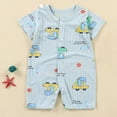 thumbnail image 2 of KPOPLK Baby Boys One-Piece Pajama Summer Short Sleeve Animal Print Romper PJM Bodysuit for Infant Newborn Size 18-24 Months,Light Blue, 2 of 4