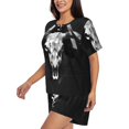 thumbnail image 2 of Rateoe White Black Sheep skull Pattern Women's Short-Sleeved Pajama Set - 2 Piece Soft and Lightweight Sleepwear Set-X-Large, 2 of 7