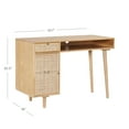 thumbnail image 4 of Nathan James Aaron Modern Desk with Storage, Natural Rattan Table with Square Webbing and Gold Accent Knobs, Natural Brown, 4 of 7