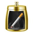 thumbnail image 5 of Yucurem Smokeless Odorless Windproof Ashtray with Lid Metal Tabletop Ash Tray Indoor Storage (Gold), 5 of 10