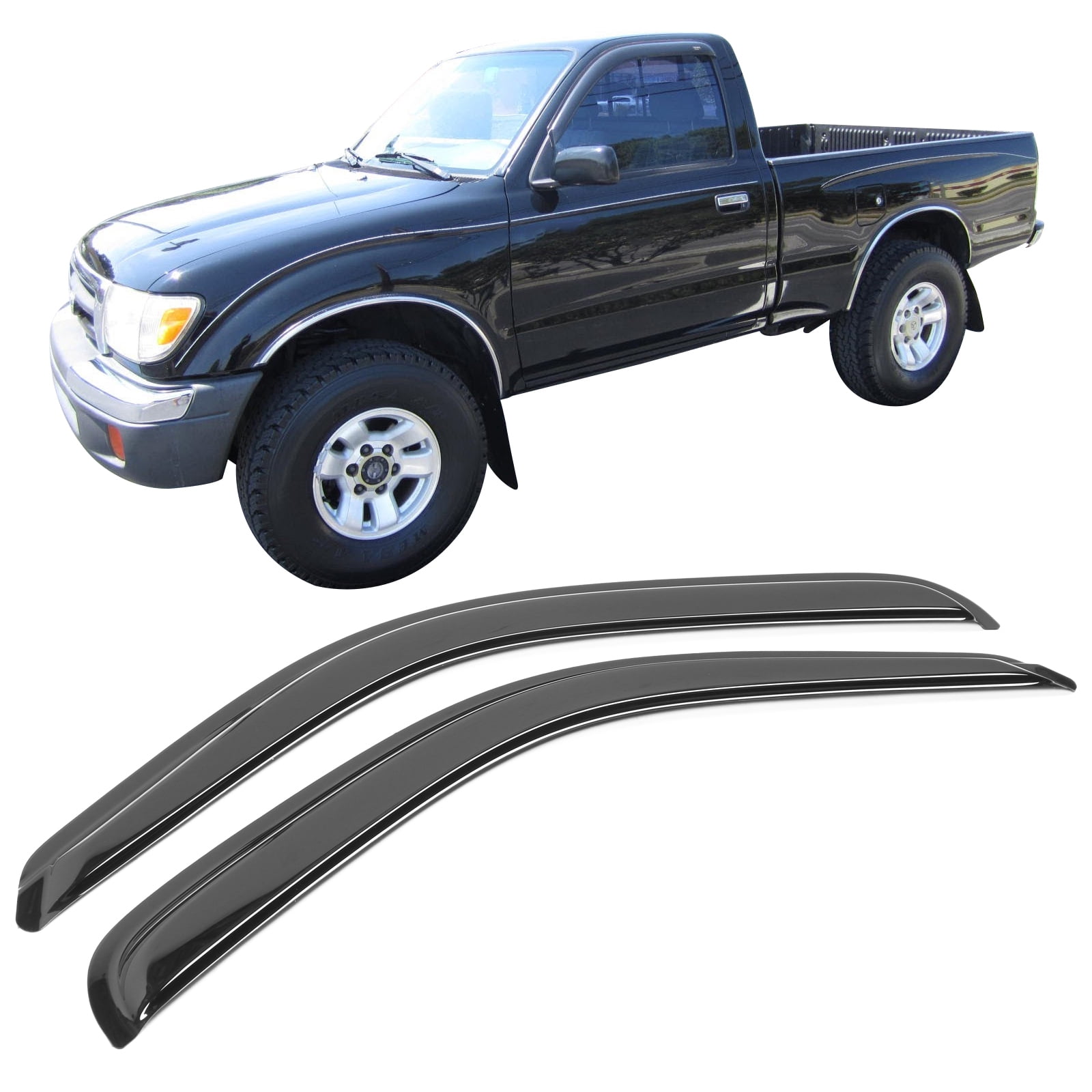 Ikon Motorsports Compatible with 95-04 Toyota Tacoma Standard Cab Window Vent Visor Deflector Rain Guard 2Pc Set Outside Mount  1995 1996 1997 1998 1999 2000 2001 2002 2003 2004