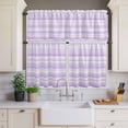 thumbnail image 2 of Purple Striped Curtain Valances Set Nature Abstract Art Classic Kitchen Curtains 36&nbsp;inch Length Rod Pocket Valance and Tiers 3 Piece Set Small Bedroom Bathroom Laundry Decor, 2 of 9