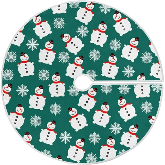 FMSHPON Snowmen Christmas Texture Xmas Christmas Tree Skirt Stand Mat for Holiday Party Decoration Indoor Outdoor 48 inches