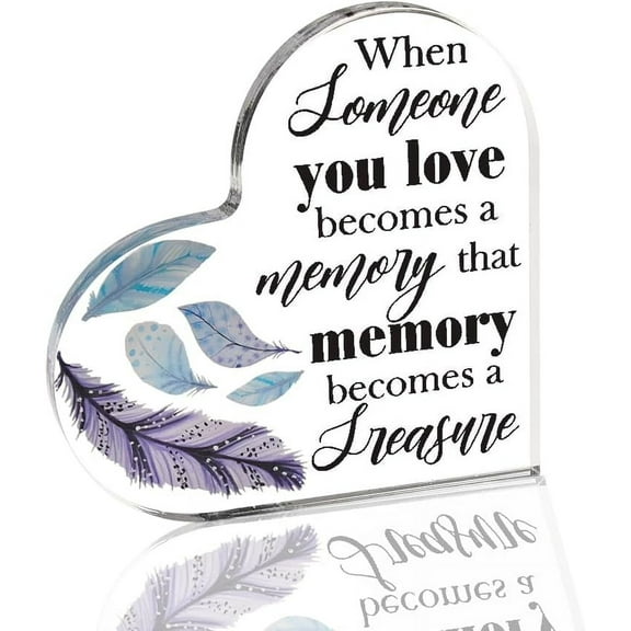 Sympathy Memorial Acrylic Sign – “When Someone You Love Becomes a Memory”, Remembrance Gift for Loss of Mom Dad Friend, Desk Decor Plaque, 4x4 Inch