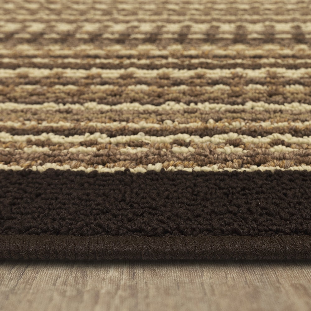 (2 pack) Mainstays Woven Apollo Striped Indoor Polypropylene Tan and Chocolate Runner Rug, 1'7.5" x 6'
