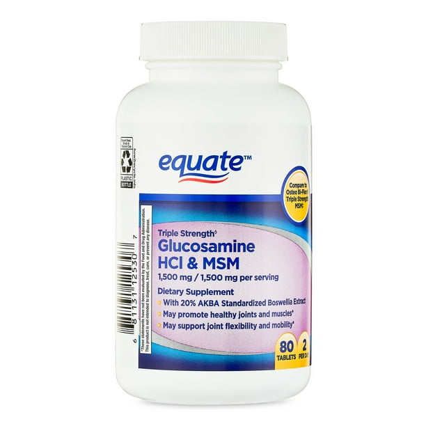 Equate Glucosamine HCI & MSM Tablets Dietary Supplement, 1,500 mg, 80