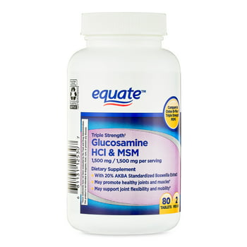 Equate Glucosamine HCI & MSM s Dietary Supplement, 1,500 mg, 80 Count