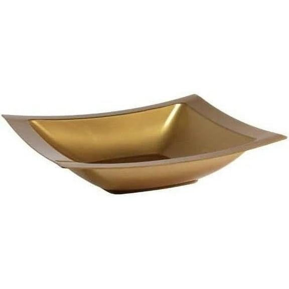 EcoQuality 5 oz Gold Rectangle Plastic Bowl - Elegant Disposable Serving Bowl for Weddings, Parties, and Special Events - Durable, Reusable Tableware - Perfect for Catering and Buffets (10)