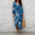 thumbnail image 4 of DISNIMO Women's Maxi Dress Tie Dye Printed 3/4 Sleeve Loose Dresses Casual V Neck Shift Dress Fashion Casual Dresses for Women, 3XL, 4 of 6