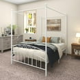 thumbnail image 2 of Aukfa Full Size Canopy Bed Frame, Four-Poster Metal Platform Bed with Headboard and Footboard - White, 2 of 8