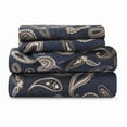 thumbnail image 5 of Superior 3-Count 145 GSM Navy Blue Paisley Cotton Flannel Sheet Set, Twin, 5 of 6
