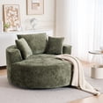 thumbnail image 6 of Round Accent Chair, 360 Swivel Chenille Barrel Chair, Fluffy Modern Sleeper for Living Room, Bedroom, Reading Room and Lounge (Green), 6 of 11