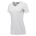 thumbnail image 2 of A2Y Women's Basic Solid Premium Cotton Short Sleeve V-neck T Shirt Tee Tops White L, 2 of 6