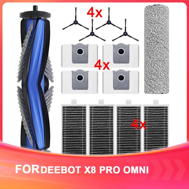 Kit de 14 Accesorios para Aspiradora para DEBOT X8 PRO Omni: Cepillo, Mopa, Cepillos Laterales, Filtros y Bolsas para Polvo.