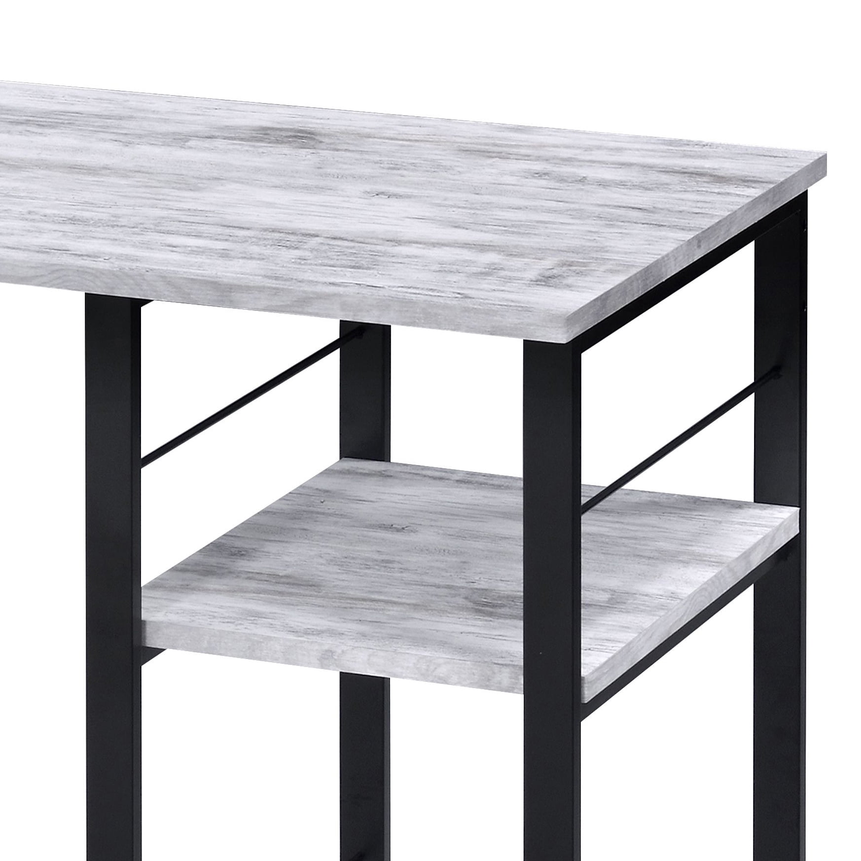 Astoutdoor Antique White and Black 2-Shelf Rectangular Writing Desk