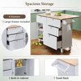 thumbnail image 3 of Farmhouse Kitchen Island Set with Drop Leaf and 2 Seatings, Kitchen Pantry Cabinet with Storage Cabinet, Drawers and Towel Rack, White, 3 of 8