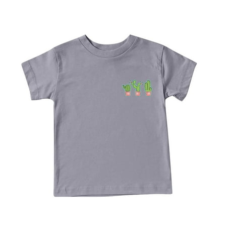 

CaComMARK PI Toddler Girls Boys T Shirts Clearance Summer Casual Short Sleeve Tops Cute Printed Comfy Loose T-shirt 4-16T Children Gifts Cheapest Items on Sale Gray