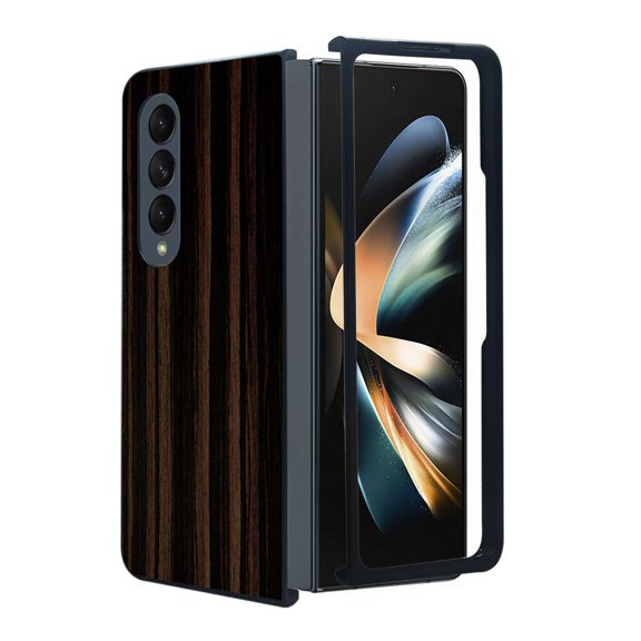 ANJ  Protective Snap-On Design Printed Case Compatible with Samsung Galaxy Z Fold 4 - Dark Wood Pattern