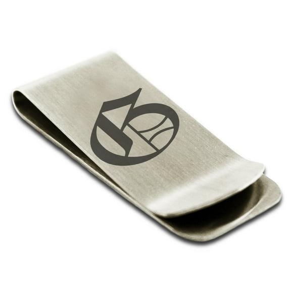 Stainless Steel Letter G Initial Old English Monogram Engraved Engraved Money Clip Credit Card Holder