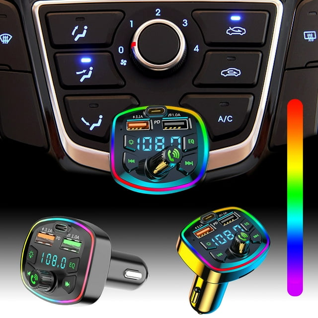 Nilvkv 15520W Car Bluetooth 5.0 Wireless Handsfree Car FM Transmitter Receiver Radio MP3 Adapter Player