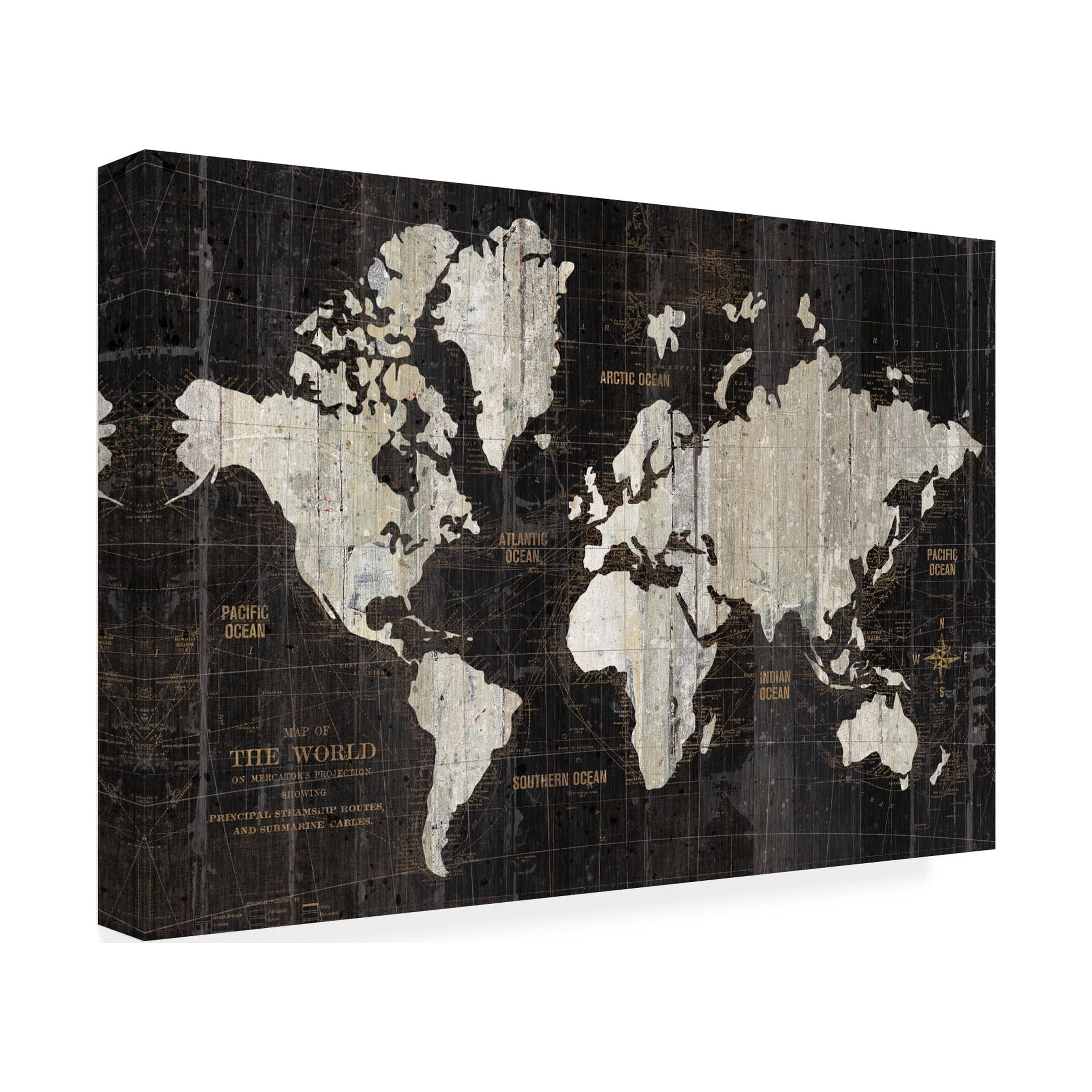 Wild Apple Portfolio 'Old World Map Black' Canvas Art