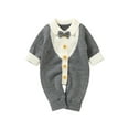thumbnail image 2 of Seyurigaoka Baby Boy Jumpsuit, Splicing Color Lapel Long Sleeve Knitted Rompers, 2 of 9