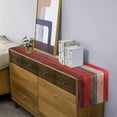 thumbnail image 4 of Camino de mesa de lino impermeable, bufandas de arpillera para tocador antideslizantes, estilo rústico, decoración rectangular roja para el hogar (33 x 183 cm), 4 of 6