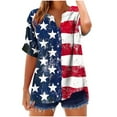 thumbnail image 2 of Cavosen 4th of July T Shirts Women Petite Patriotic Short Sleeve V-Neck Tops USA Star Striped Print T Shirts Lady XL Independence Day Casual Tops Funny 4th of July Tunic Tees 2025 Patriotic Clothes, 2 of 4
