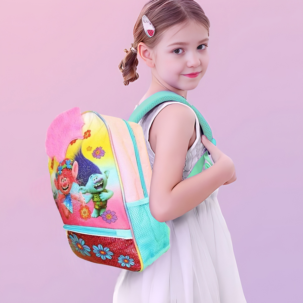 Poppy Trolls Faux Hair Deluxe School Bag or Travel Backpack 16 inches - image 4 of 8