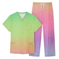 thumbnail image 4 of HAJWOH Scrubs for Men Set Stretchy Nurse Uniform Short Sleeve V-Neck Scrub & Jogger Pant Solid Color Scrubs Sets with Multi Pockets Green XL, 4 of 5