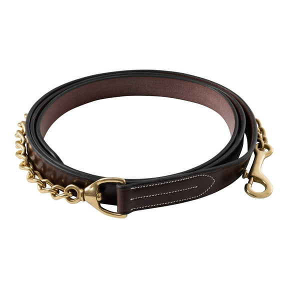 Huntley Equestrian Traditional Leather Lead with Brass chain