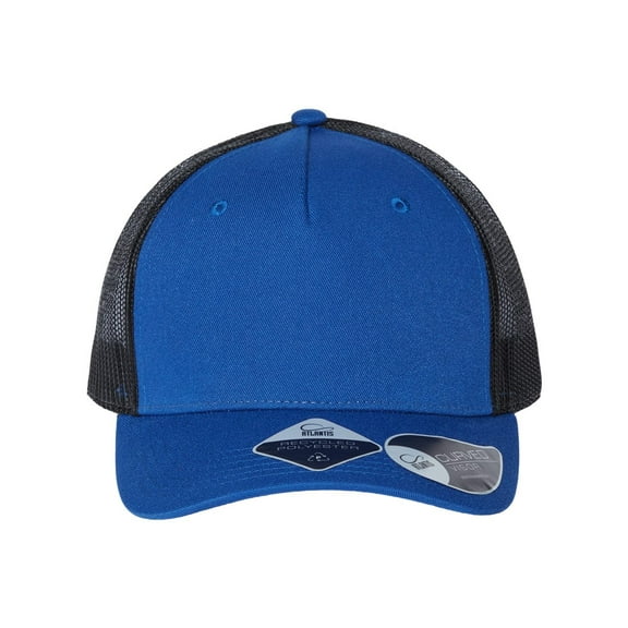 Atlantis Headwear B98095750 Sustainable Five-Panel Trucker Cap, Royal & Black - Adjustable Size
