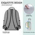 thumbnail image 5 of Black and White Checkered Backpack for School,Cute School Bag,Schoolbag with Adjustable Shoulder Straps & Padded Back,15.3"x11"x7.1"., 5 of 6