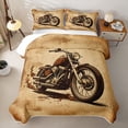 thumbnail image 2 of Manfei Classic Motorcycle Print Quilt King,Extreme Speed Games King Coverlet Set,Brown,3pcs, 2 of 7