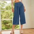 thumbnail image 6 of Lumtrix Womens Wide Leg Capri Pants 2026 Spring Summer Baggy High Waisted Trendy Cropped Trousers with Pockets Navy XL, 6 of 6