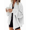 thumbnail image 6 of Women'S Loose Fit Batwing Sleeve Waffle Knit Button Down Shirt Shacket Tops White XL, 6 of 8