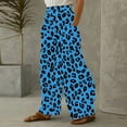 thumbnail image 4 of Jjayotai Oversized Leopard Print Sweatpants Clearance, Women Baggy Lightweight Wide Leg Pants with Pockets, Y2k High Waiste Straight Lounge Trousers Blue S, 4 of 5