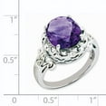 thumbnail image 2 of Sterling Silver Rhodium Oval Checker-Cut Amethyst & Diamond Ring, 2 of 2