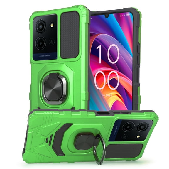 Hybrid Magnetic Support Shockproof Cover Cell Phone Case for TCL K32 5G, Green
