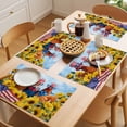 thumbnail image 5 of Independence Day Placemats Set of 8, U.S. Flag Themed Farm Rooster Sunflower Farmhouse Non-Slip Place Mats Washable Table Mats for Kitchen Dining Table Decorations Indoor/Outdoor, 5 of 9
