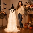 thumbnail image 4 of DAMAI Light Up Standing Ghost Decorations,4FT Halloween Spooky Glitter Tulle Fabric Ghosts Props with LED Light, Freestanding Ornament For Porch Yard Garden Lawn Halloween Party Display, 4 of 7