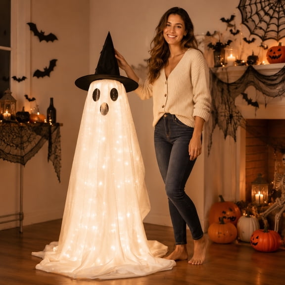 Halloween Decoration Indoor Outdoor Clearance Under $5.00! Thanksgiving Fall Decorations for Home, Halloween Ghost Decoration Ghost Lamp Courtyard Party Garden Ornament