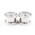 thumbnail image 5 of Pack of 4 Ear Plugs / Tunnels 2 Screw Fit with CZ Stone and 2 FREE Thin Silicone, 5 of 8