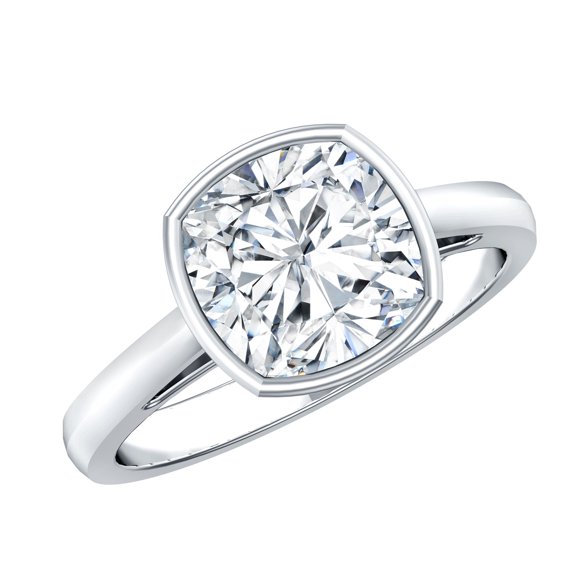 Rosec Jewels 3.15 Carat Cushion Cut Solitaire Moissanite Engagement Ring (8 mm) - D-VS1 Quality Moissanite Ring - Mothers Day Gift, US 7.00