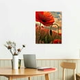 thumbnail image 3 of JRXY  Red Poppy Flower Wall Art Poppies Flower Field Sunset Landscape Canvas Prints Wall Decor Red Floral Picture for Bathroom Decor  12x16 in, 3 of 5