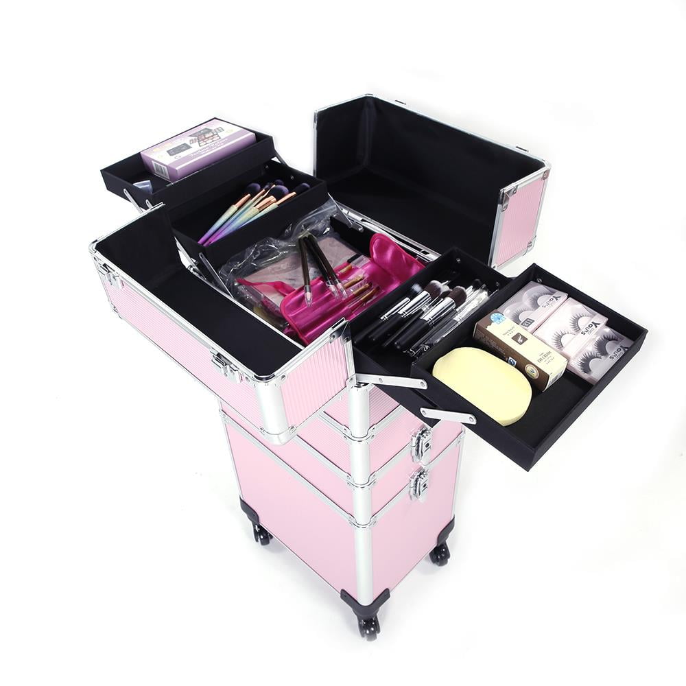 Zimtown 4 in 1 Professional Aluminum Rolling Makeup Trolley Artist
