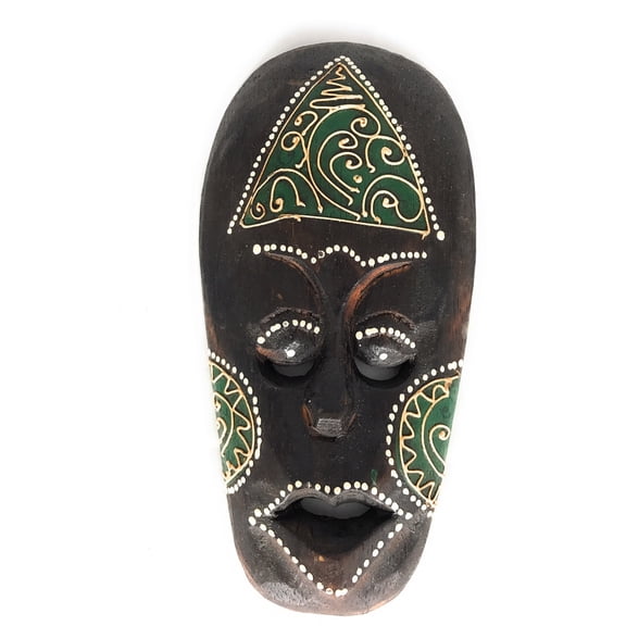Tribal Tiki Mask 8" Green - Tattoo Primitive Art | #wib370320g